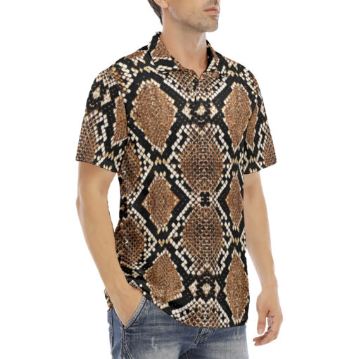 Snake Skin Pattern Velvet Polo Shirt - Image 3