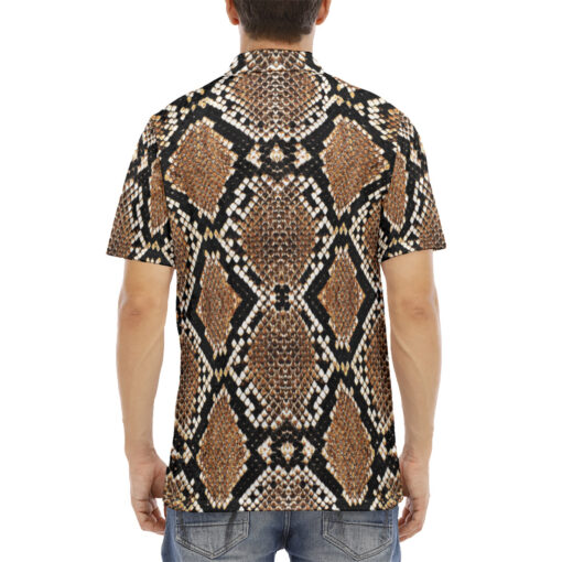 Snake Skin Pattern Velvet Polo Shirt - Image 4