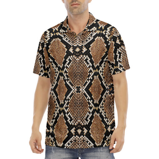 Snake Skin Pattern Velvet Polo Shirt - Image 2