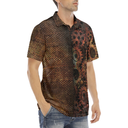 Steampunk Gears Velvet Polo Shirt - Image 3