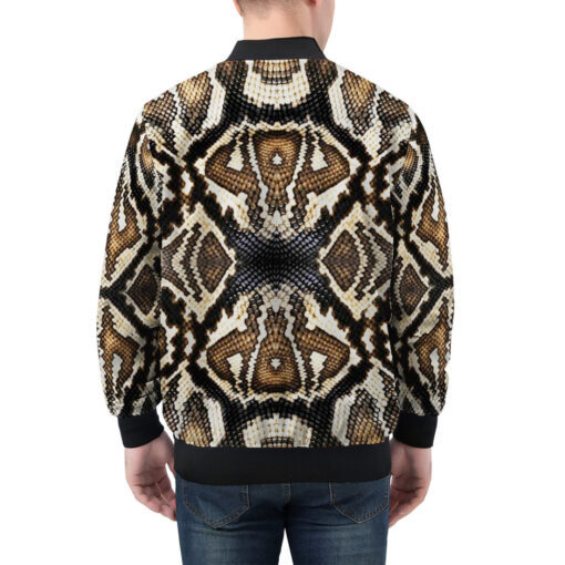 Brown Snake Pattern Men's Bomber Jacket - Image 2