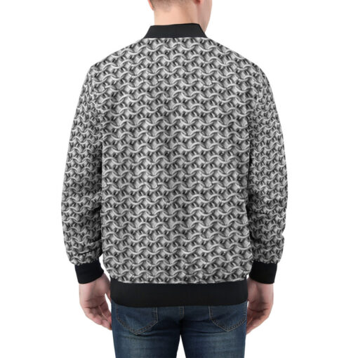 Chain Mail Print Men's Bomber Jacket - Image 2