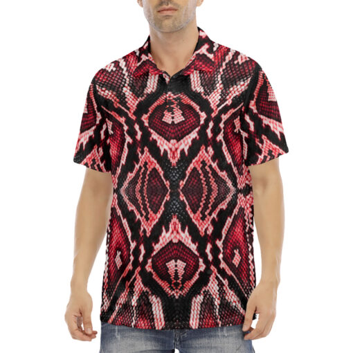 Red Snake Velvet Polo Shirt - Image 2