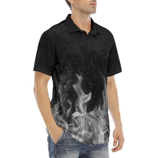 White Fire Velvet Polo Shirt - Image 3