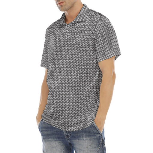 Chainmail Pattern Velvet Polo Shirt