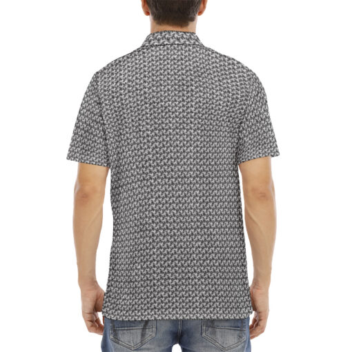 Chainmail Pattern Velvet Polo Shirt - Image 4