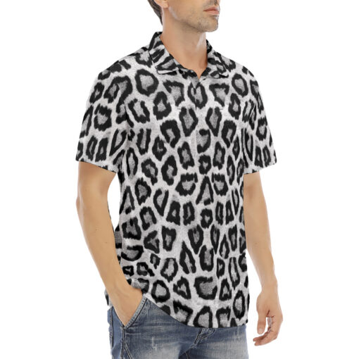 Snow Leopard Velvet Polo Shirt - Image 3