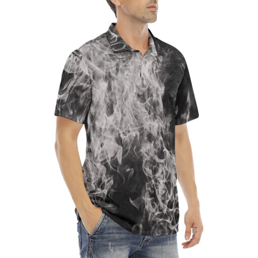 White Fire Velvet Polo Shirt - Image 3