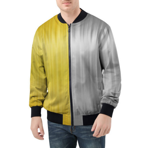 Gold and Silver Print Men's Bomber Jacket - Image 3