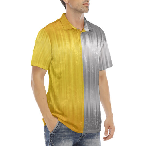 Gold and Silver Velvet Polo Shirt - Image 3