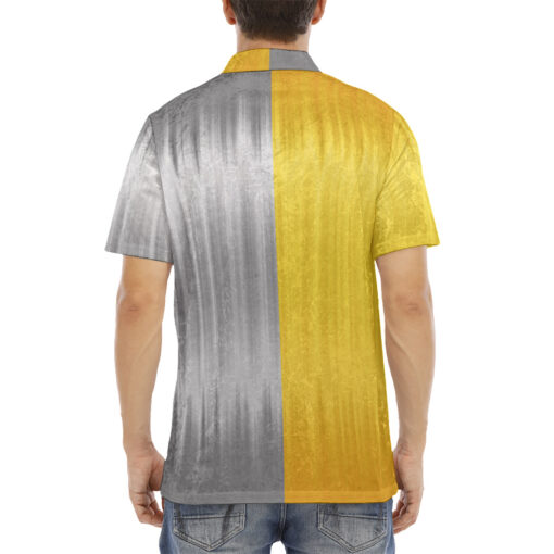 Gold and Silver Velvet Polo Shirt - Image 4