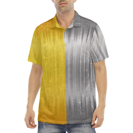 Gold and Silver Velvet Polo Shirt - Image 2