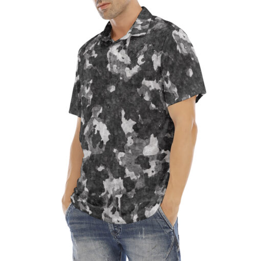 Gray Camouflage Velvet Polo Shirt