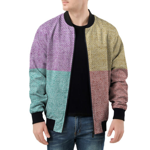 Four Color Burlap Men's Bomber Jacket