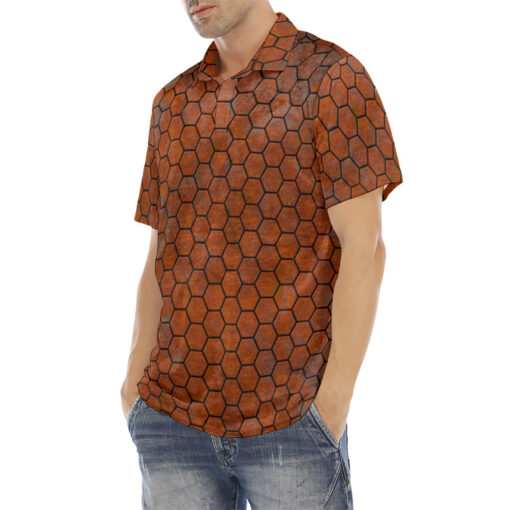 Rusty Hexagons Velvet Polo Shirt