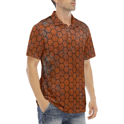 Rusty Hexagons Velvet Polo Shirt - Image 3