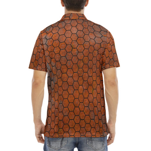 Rusty Hexagons Velvet Polo Shirt - Image 4