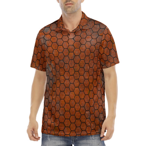 Rusty Hexagons Velvet Polo Shirt - Image 2