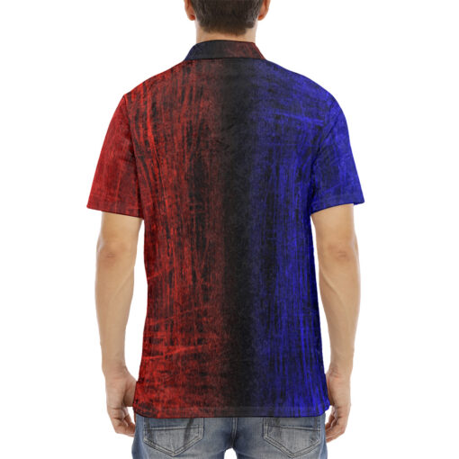 Red and Blue Scuffs Velvet Polo Shirt - Image 4