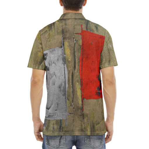 Modern Art Abstraction Velvet Polo Shirt - Image 4