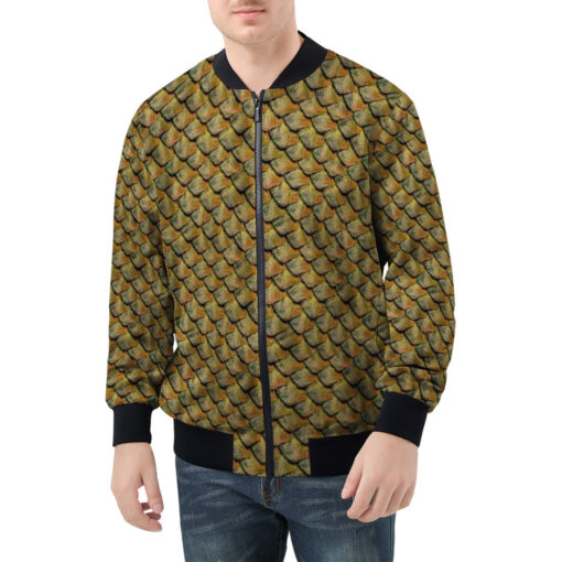 Brown Reptile Scales Men's Bomber Jacket - Image 3