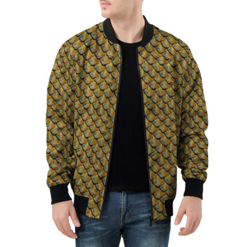 Brown Reptile Scales Men's Bomber Jacket