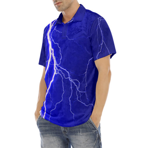 Blue Lightnings Velvet Polo Shirt