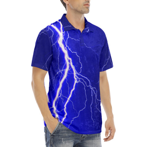 Blue Lightnings Velvet Polo Shirt - Image 3