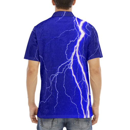 Blue Lightnings Velvet Polo Shirt - Image 4