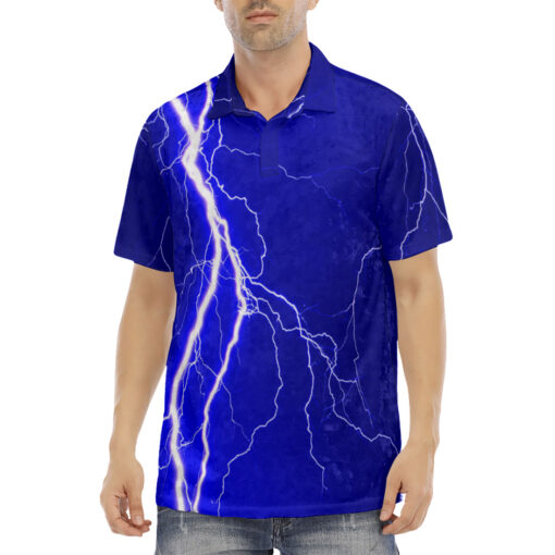 Blue Lightnings Velvet Polo Shirt - Image 2