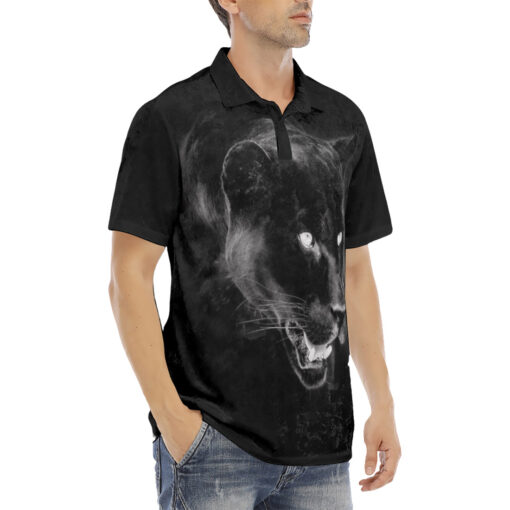 Panther Print Velvet Polo Shirt - Image 3