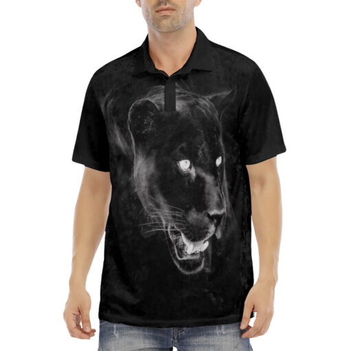 Panther Print Velvet Polo Shirt - Image 2