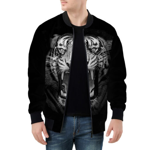 Tiger Roar Print Men's Bomber Jacket