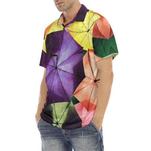 Colored Umbrellas Velvet Polo Shirt