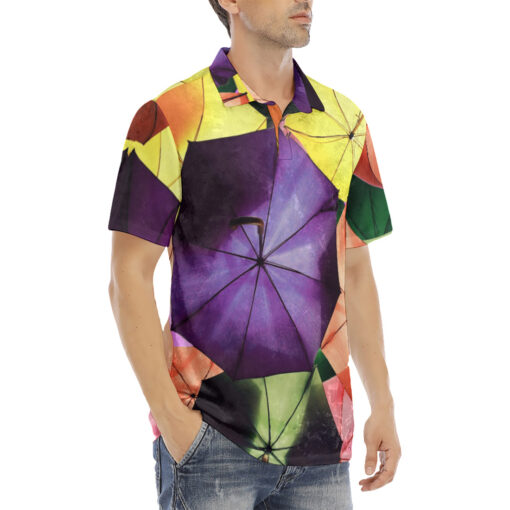 Colored Umbrellas Velvet Polo Shirt - Image 3