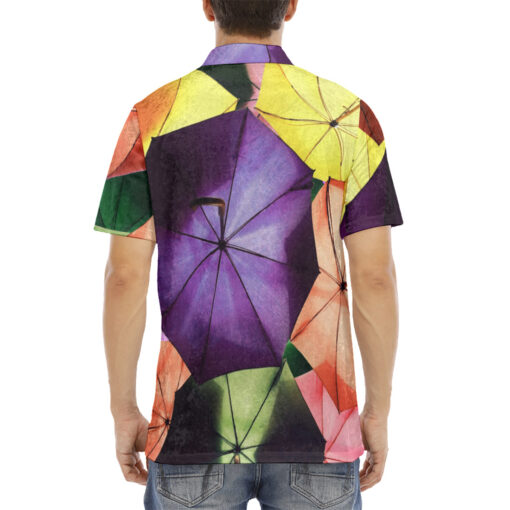 Colored Umbrellas Velvet Polo Shirt - Image 4