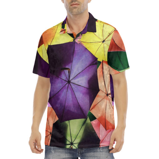 Colored Umbrellas Velvet Polo Shirt - Image 2