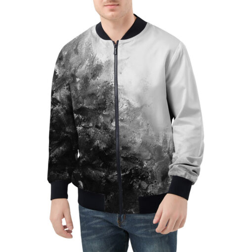 Black and White Men's Bomber Jacket - Image 3