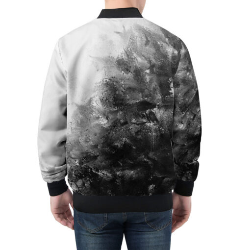 Black and White Men's Bomber Jacket - Image 2