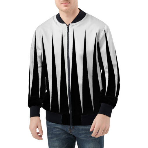 Black and White Stripes Men's Bomber Jacket - Image 3