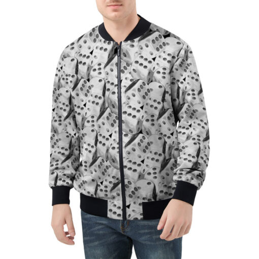 Black and White Dice Men's Bomber Jacket - Image 3