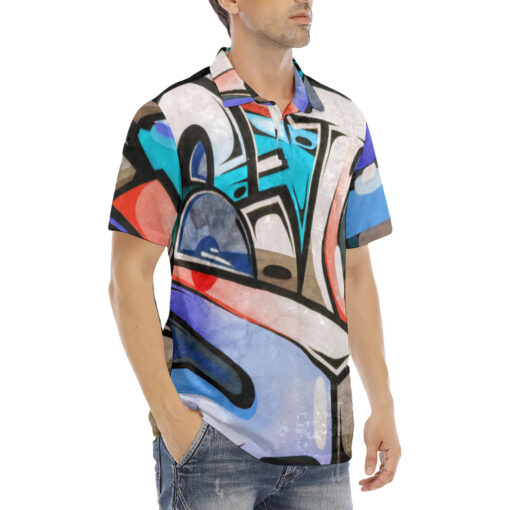 Street Art Graffiti Velvet Polo Shirt - Image 3