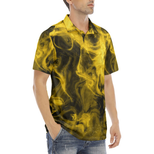 Yellow Neon Smoke Velvet Polo Shirt - Image 3