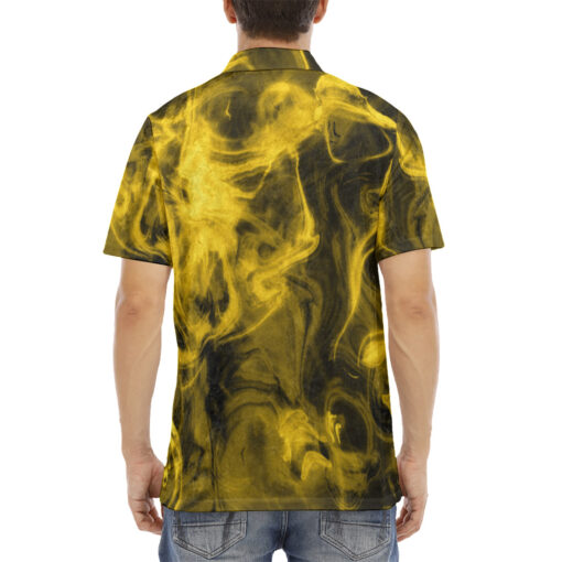 Yellow Neon Smoke Velvet Polo Shirt - Image 4