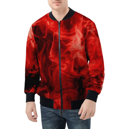 Red Neon Smoke Men's Bomber Jacket - Image 3