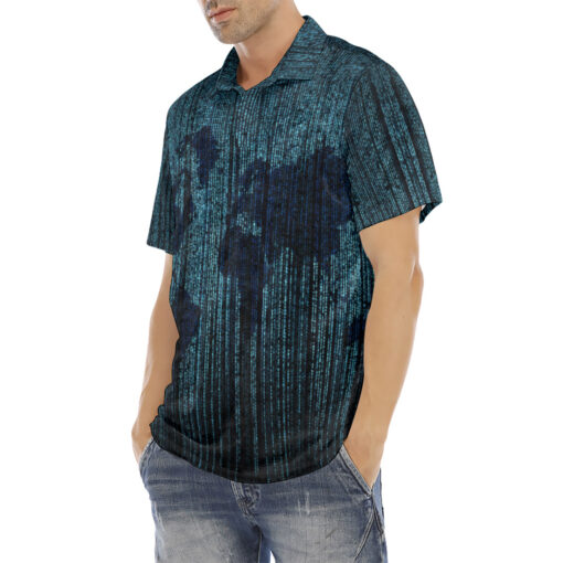 Digital World Map Velvet Polo Shirt