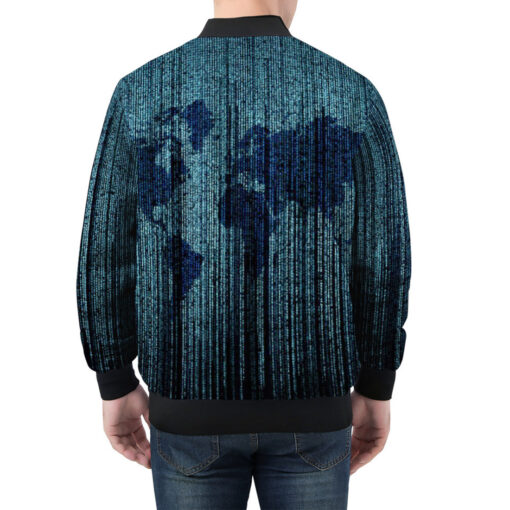 Digital World Map Men's Bomber Jacket - Image 2