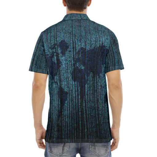 Digital World Map Velvet Polo Shirt - Image 4