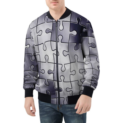 Puzzles Pattern Men's Bomber Jacket - Image 3