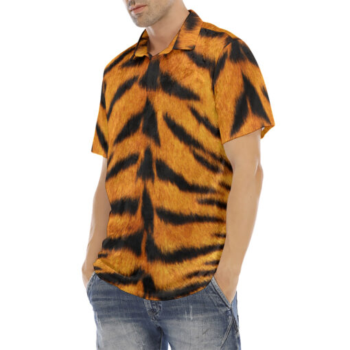 Tiger Skin Pattern Velvet Polo Shirt